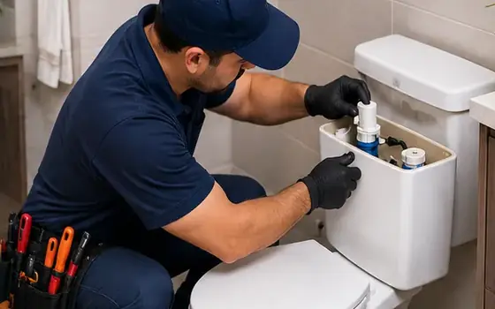 AI-generated visual example for tank-to-bowl leak — toilet problem guide